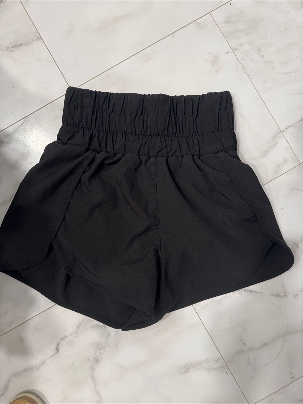 High-Waist Smocked Black Women's Shorts